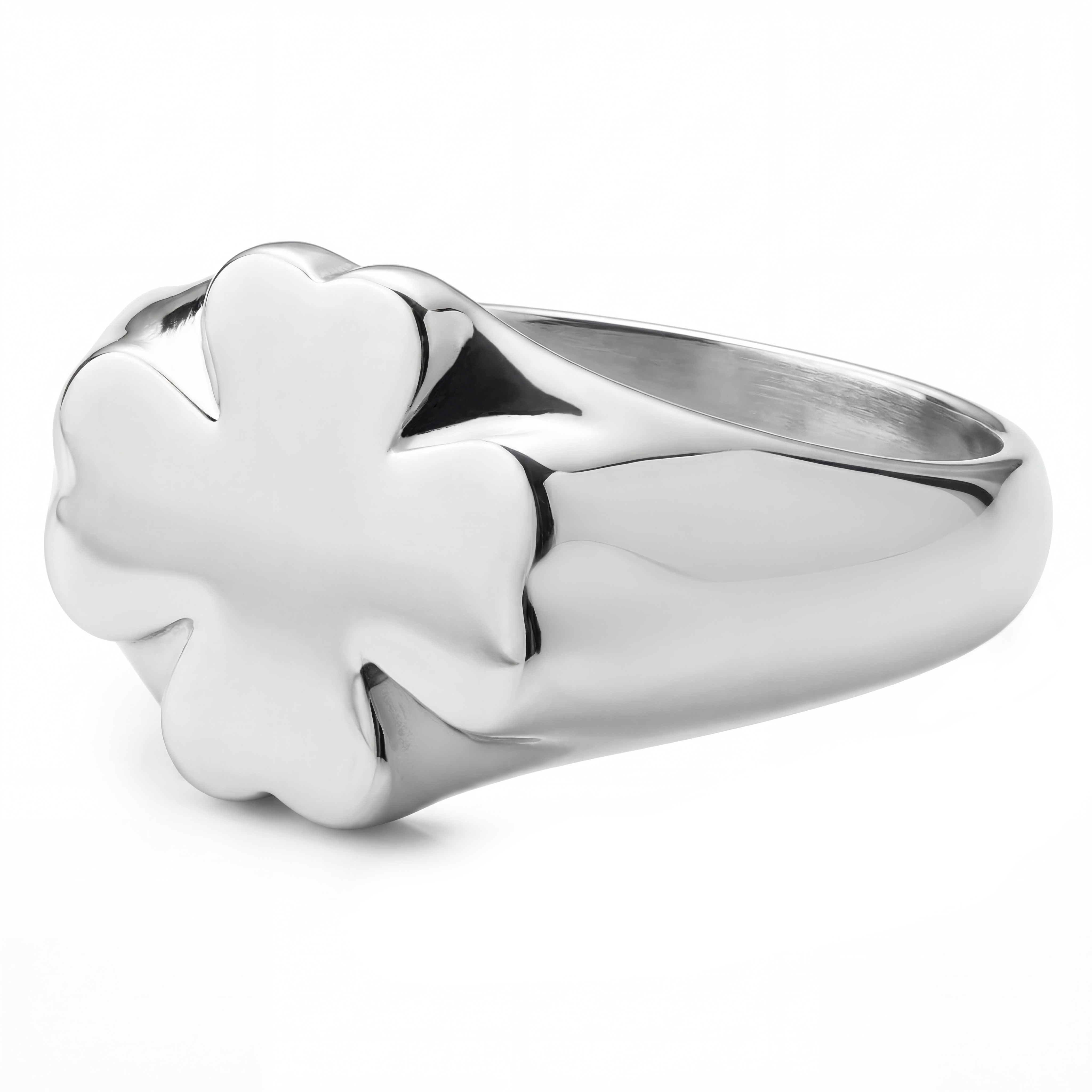 Clover | Prsten čtyřlístek z nerezové oceli stříbrné barvy