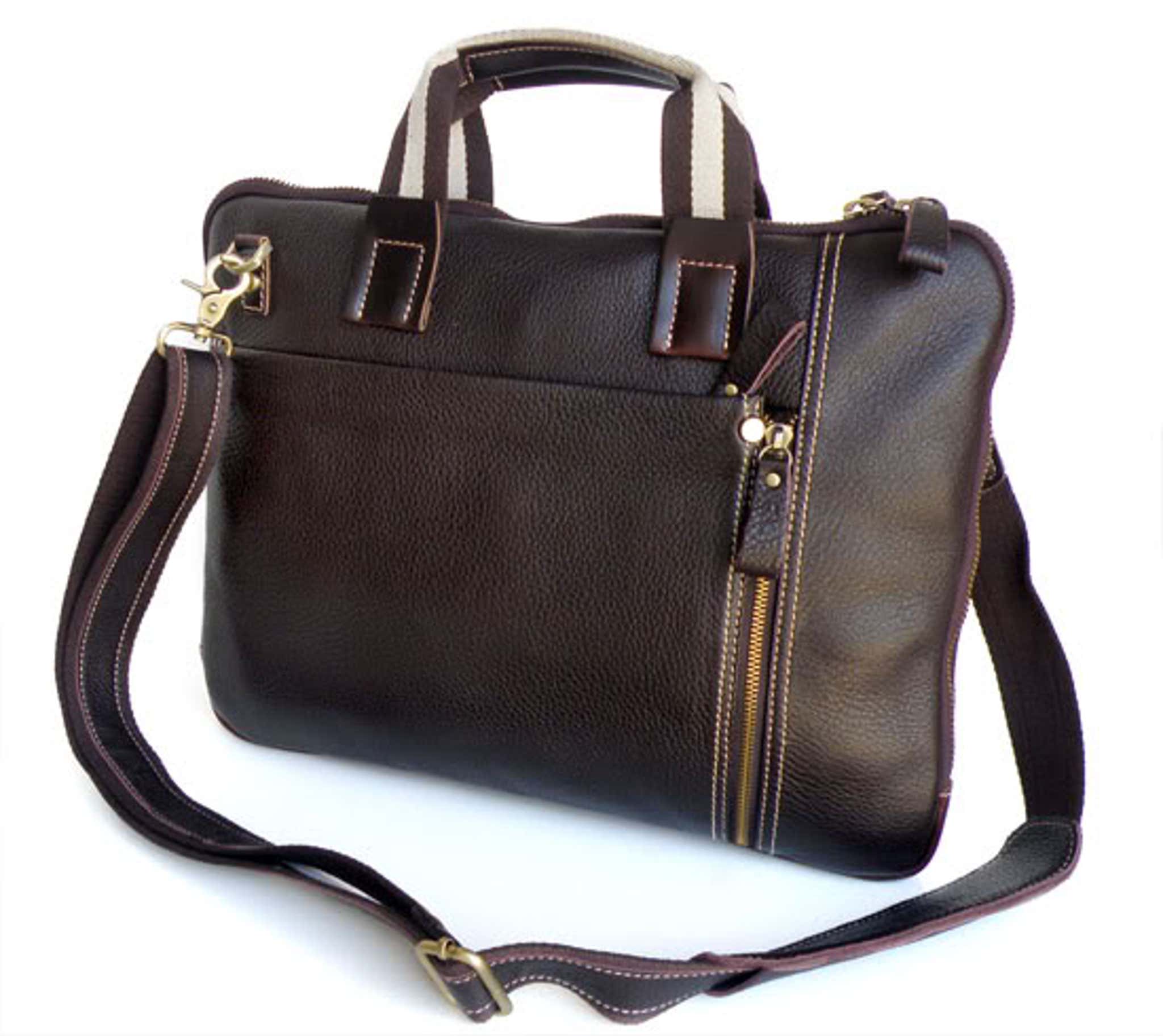 Dark Brown Leather Computer Bag In stock! Delton Bags