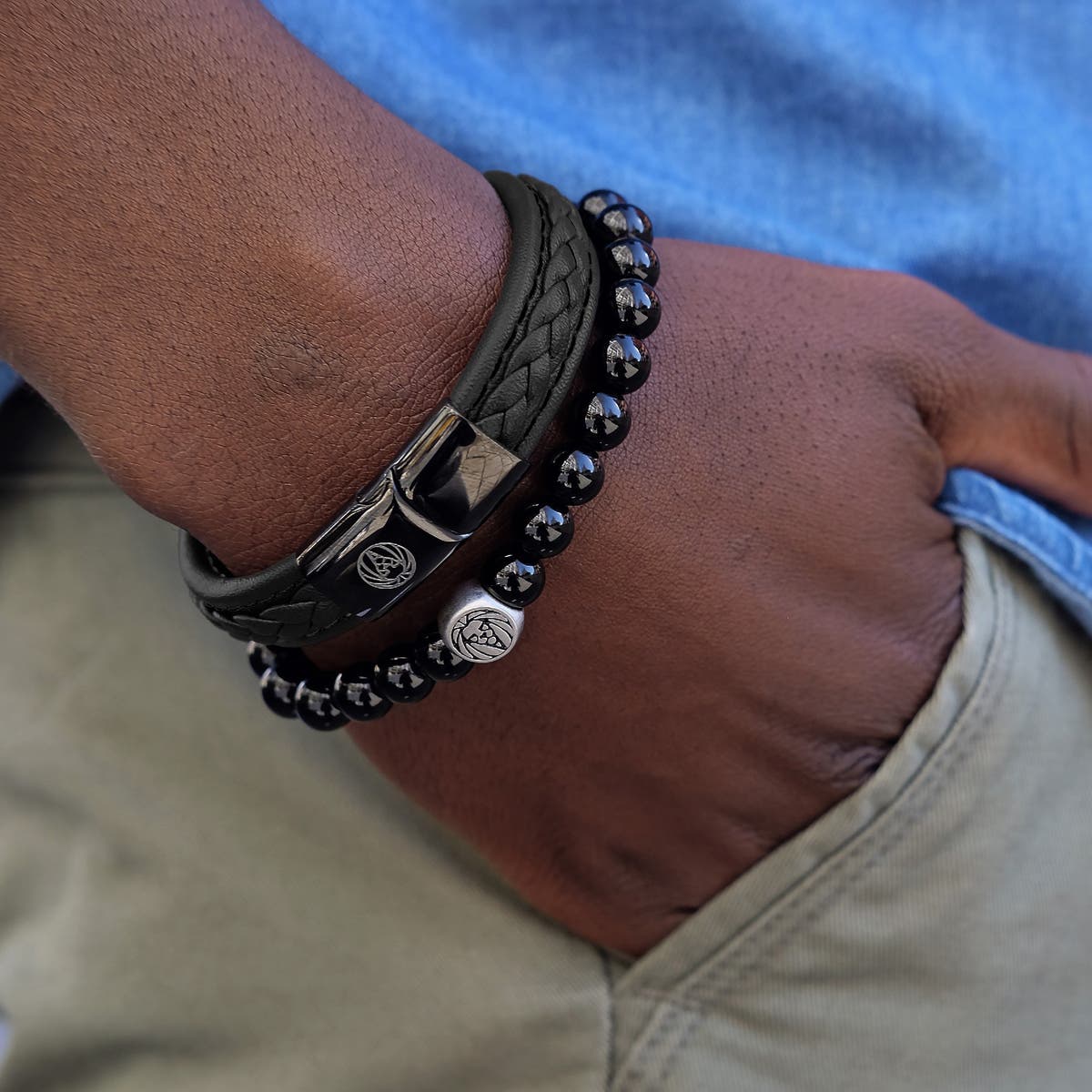 Leather bracelet black Outlet