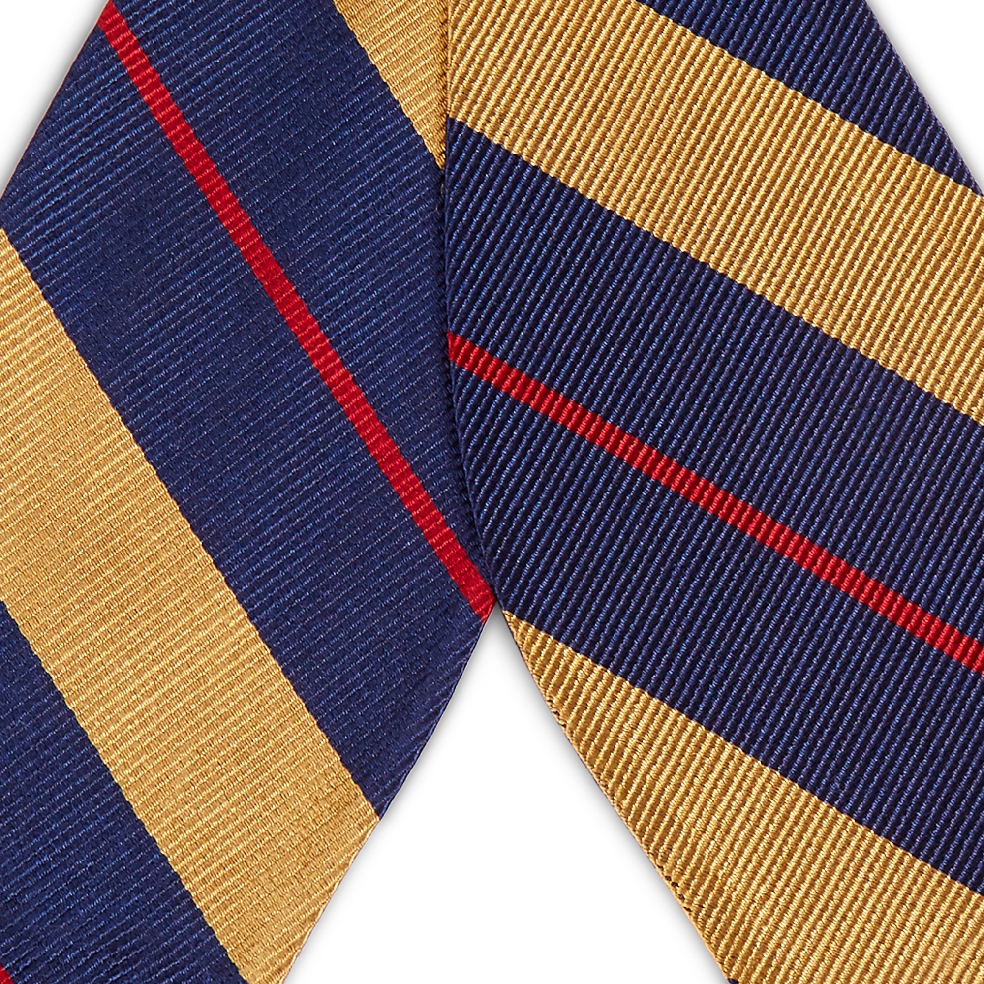 Laivastonsininen solmittava silkkirusetti kullanvärisellä ja punaisella raidalla - 2