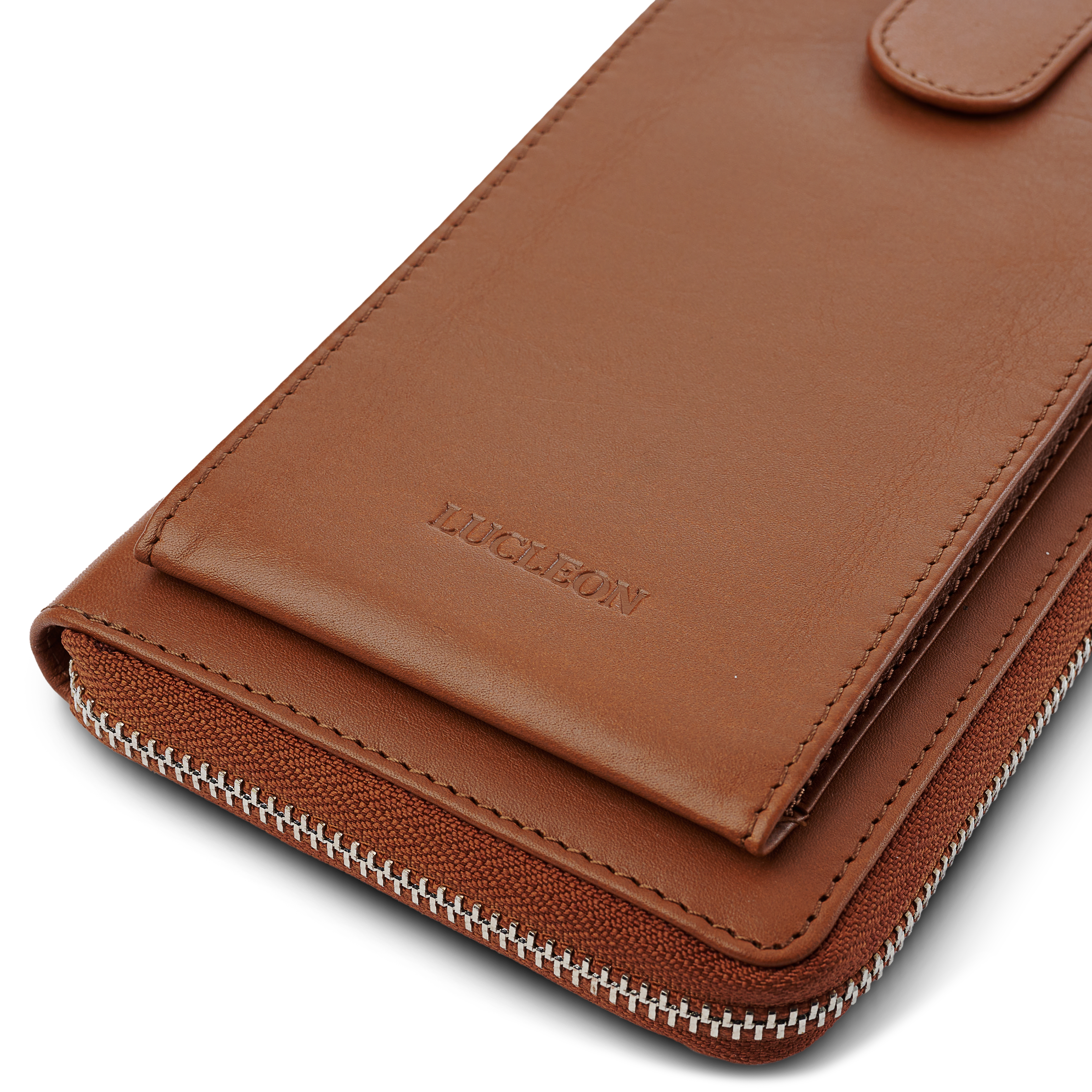 Cognac Leather Mobile Phone Bag - 6