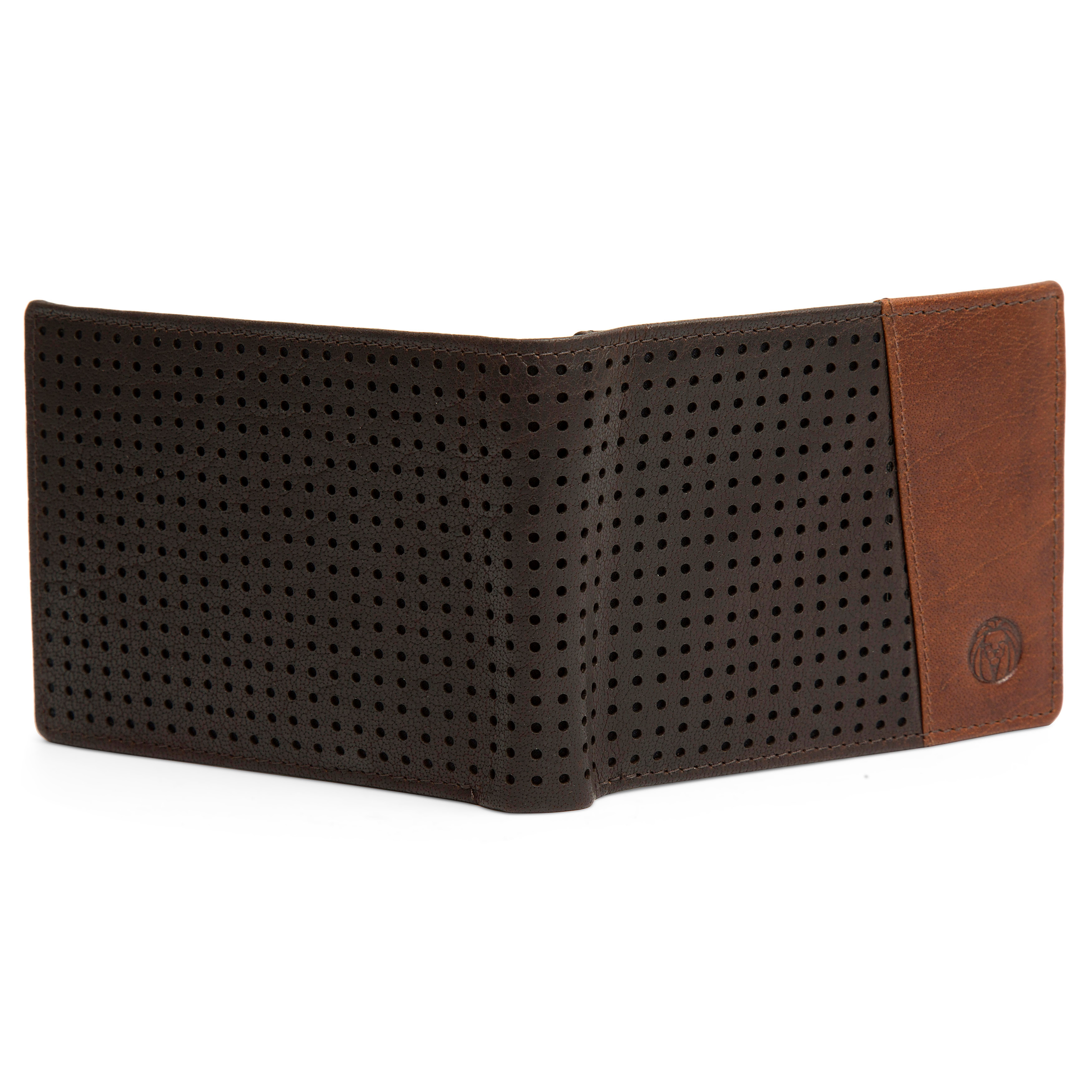 Perforated Brown & Tan Montreal Leather RFID Wallet - 2