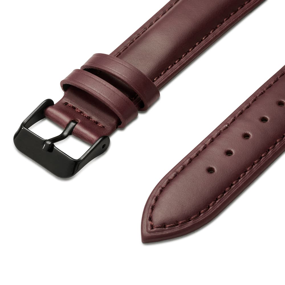 hover: 18mm Dark-Brown Leather Watch Strap with Black Buckle – Quick Release hover: 18mm Dark-Brown Leather Watch Strap with Black Buckle – Quick Release