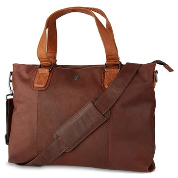 Oxford Classic Tan & Brown Leather Bag