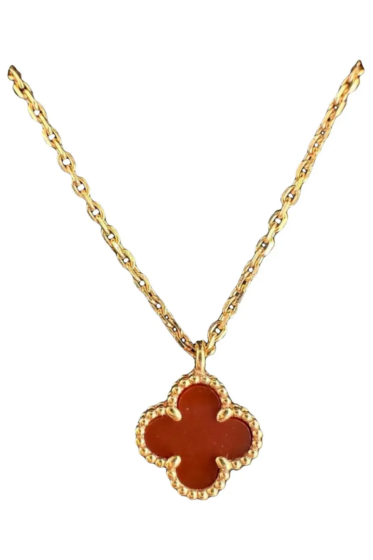 CLOVER GOLD CARNELIAN CLOVER NECKLACE