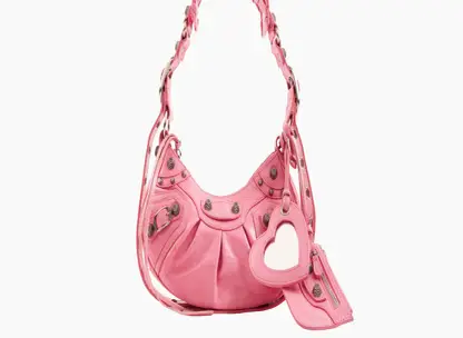 Balenciaga Hourglass Handle Bag Crocodile Embossed Leather Pink Preloved  NWOT