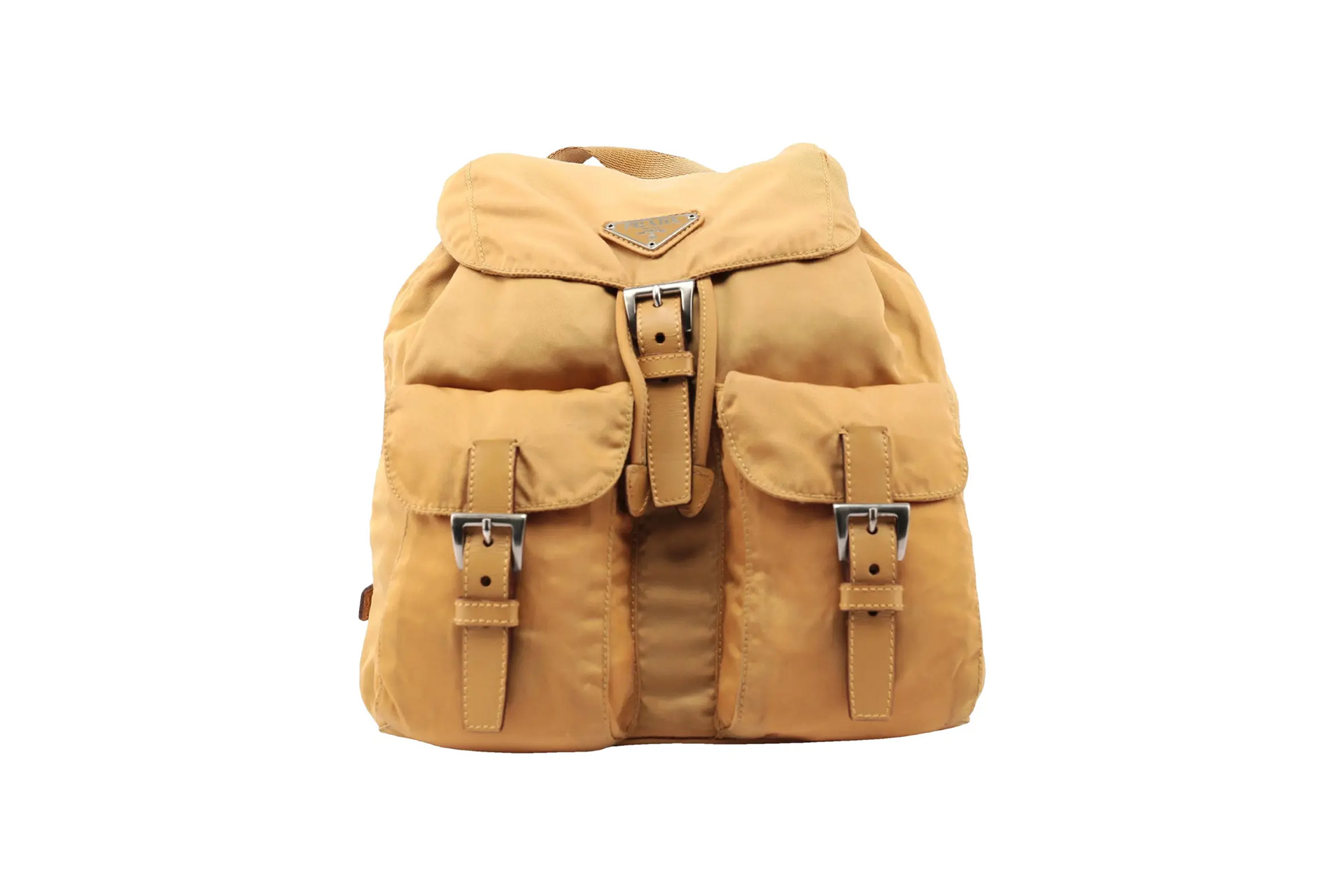PRADA  Double Front Pocket Re-Nylon Backpack Bag Beige Prada Sac À Dos Re-Nylon Nylon Beige Nylon Backpack Bag (Pre  main image 3
