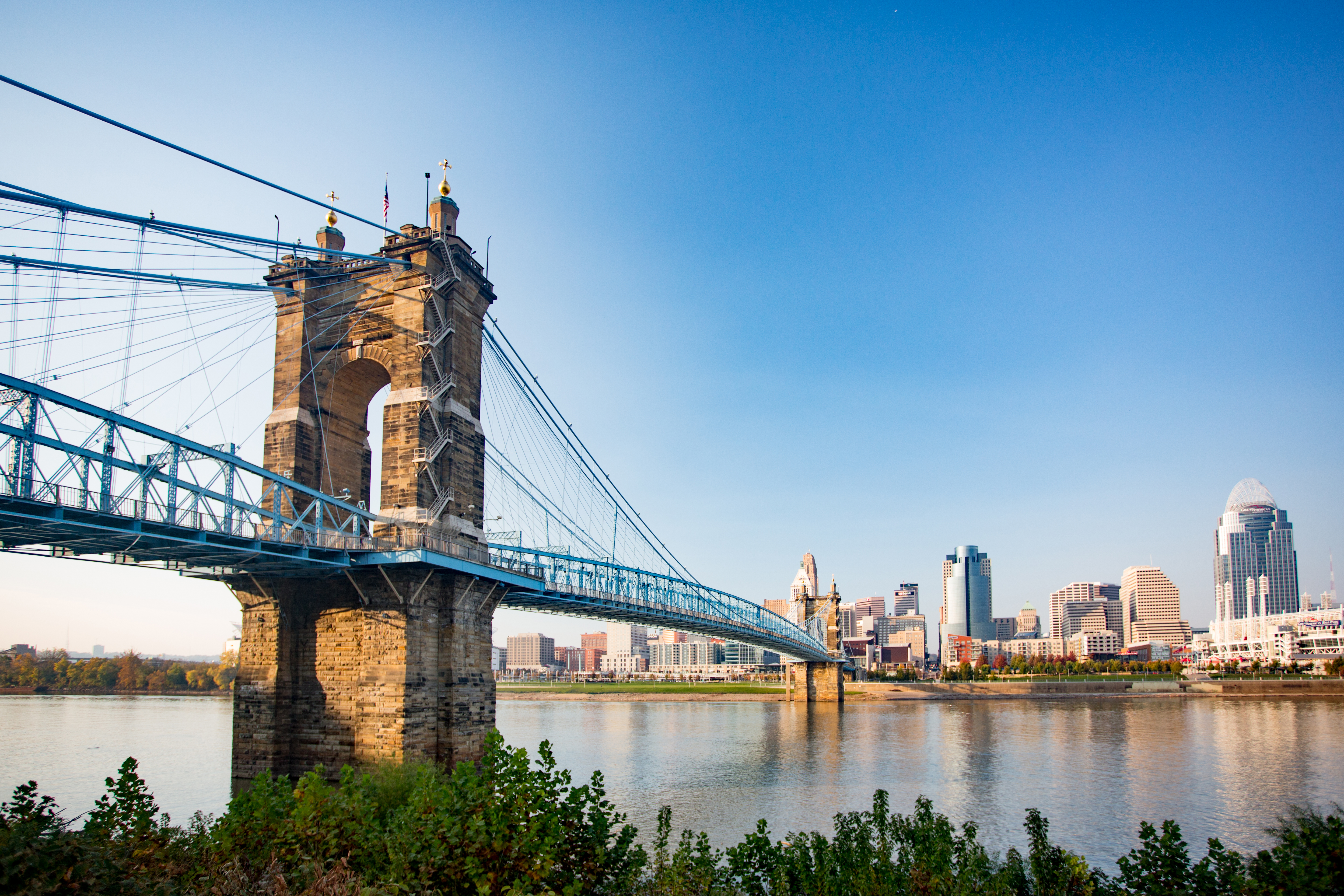 Roebling Bridge and Cincinnati Skyline from Northern Kentucky in Fall.jpg