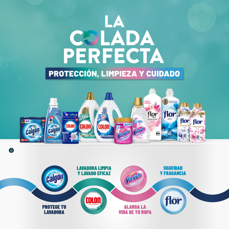 Imagen con todos los productos de Calgon, Colon, Vanish y Flor