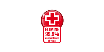 Logo "Eimine 99,9% des bactéries"