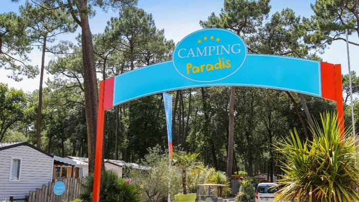 A “Camping Paradis” entrance. 
