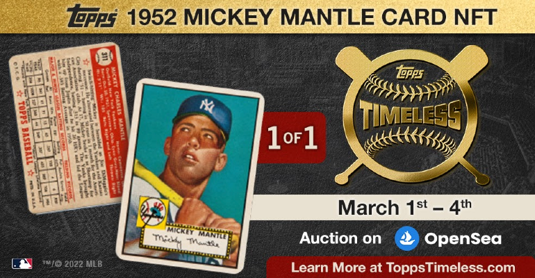 Topps Hosting Auction for Topps 1952 Mickey Mantle Card NFT Collectible