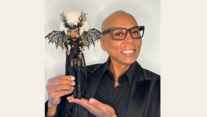 RuPaul with RuPaul Dragon Queen doll, Monster High