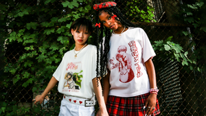 Models wearing T-shirts from the ��“Maid Sama!” collection.