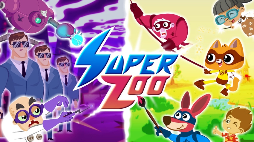 Super Zoo characters and logo.