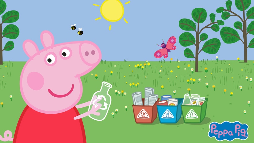 PEPPA PIG shows the different recycling bins and how to sort, Hasbro