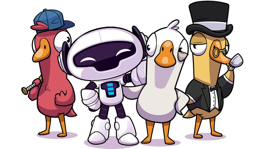  "Goose Goose Duck" characters alongside the Toikido mascot (in white).