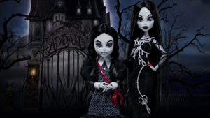 Morticia and Wednesday Addams Monster High Skullector set, Mattel Creations