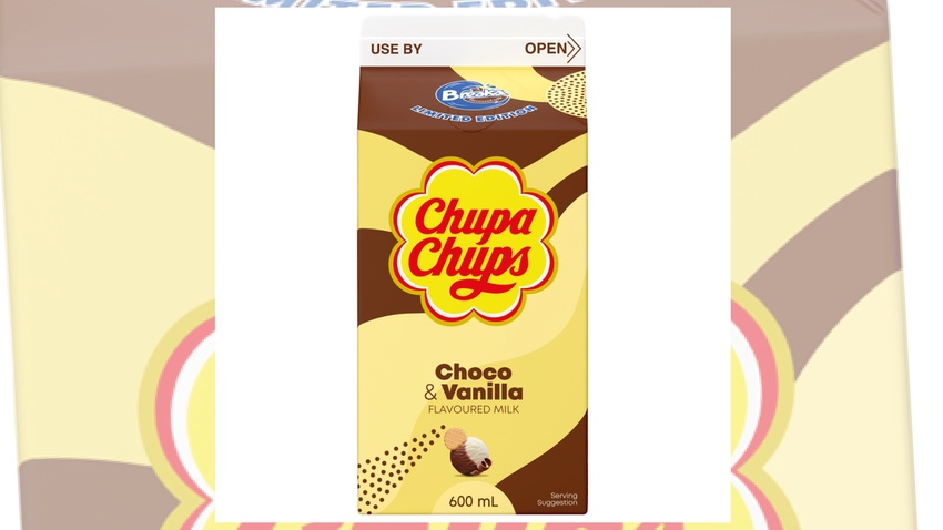 Choco and Vanilla flavored Chupa Chups milk.
