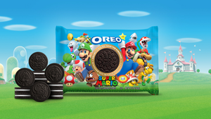 The cookies and packaging from the Oreo x Super Mario collaboration.