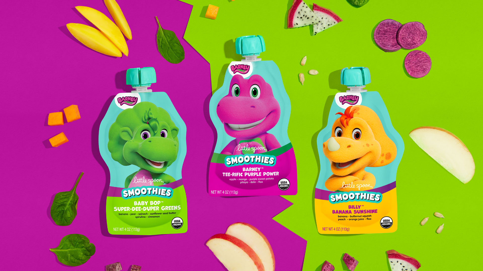 Little Spoon and Mattel Launch Limited-Edition Barney Smoothies
