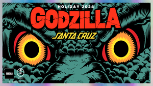 Banner for the Santa Cruz Godzilla holiday collection. 