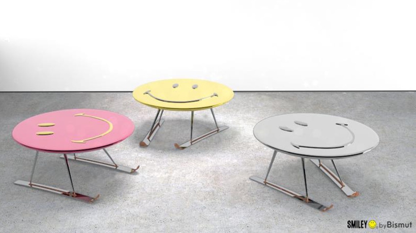 Smiley coffee table inspired by Bismut’s Drum collection.