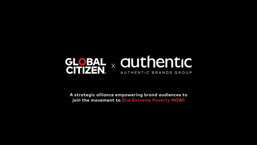 Promotional image for the Global Citizen and Authentic Brands Group partnership.