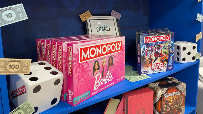 Monopoly Barbie Edition and Monopoly Flip Edition Marvel, Hasbro, at London Toy Fair