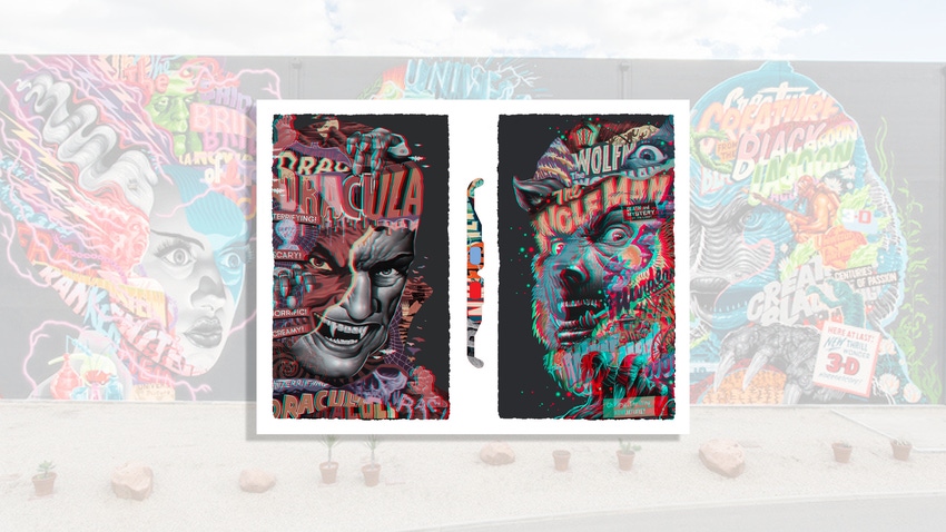 Posters and 3D glasses designed by Tristan Eaton.