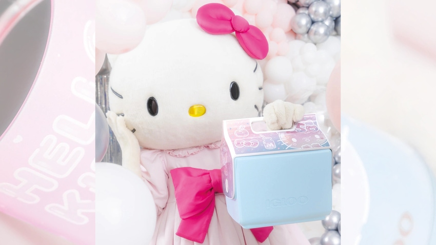 Hello Kitty with a Playmate cooler.