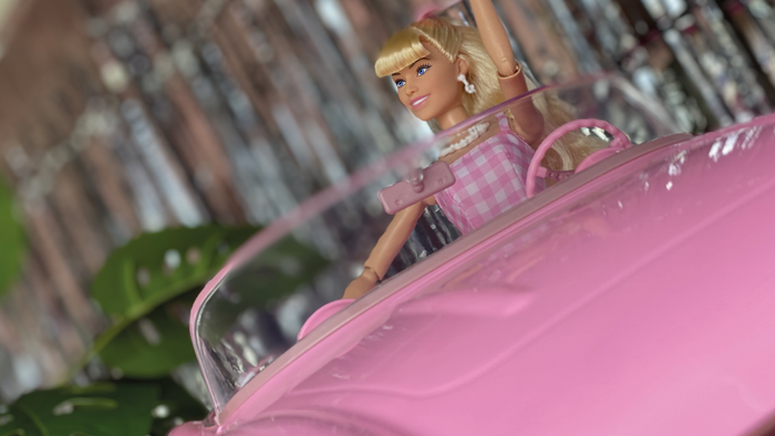 “Barbie” doll in car, Mattel