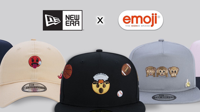 New Era caps with emoji embroidery, emoji