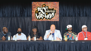 Steven Heller speaking at the 50th Anniversary of Hip-Hop press conference at Licensing Expo.