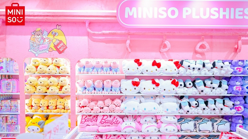 Plush wall at the Times Square MINISO Pop-Up. 