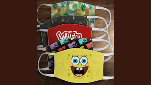 Masks featuring "SpongeBob SquarePants," "Wild N Out" and "Star Trek."