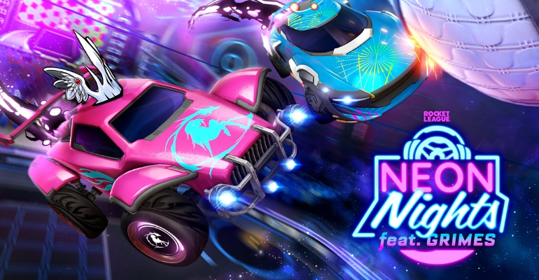 A promotional image for Grimes' Neon Lights event