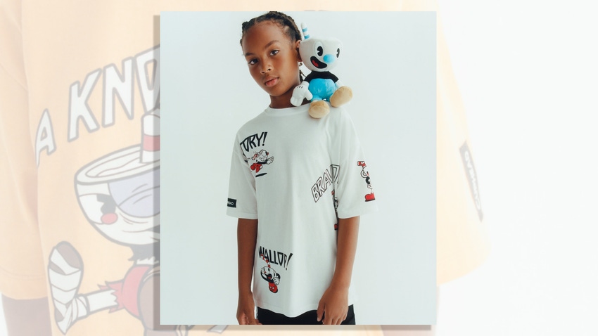 T-shirts and shorts from the Zara Cuphead collection.