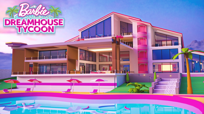 Barbie Dreamhouse as featured in Barbie DreamHouse Tycoon in "Roblox."