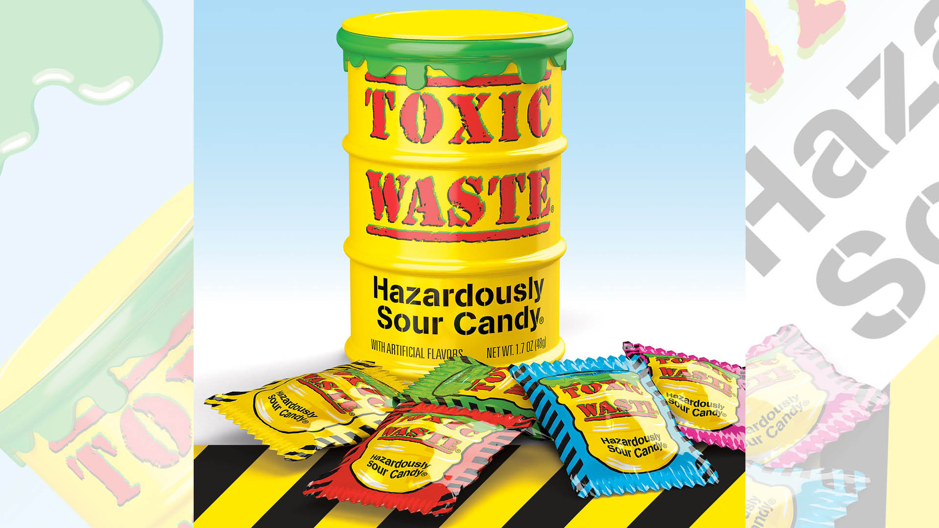 Toxic Waste Sour Candy Drums: 12-Piece Display