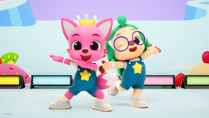Pinkfong and Hogi as featured in “Pinkfong Sing-Along Movie 3: Catch the Gingerbread Man.”