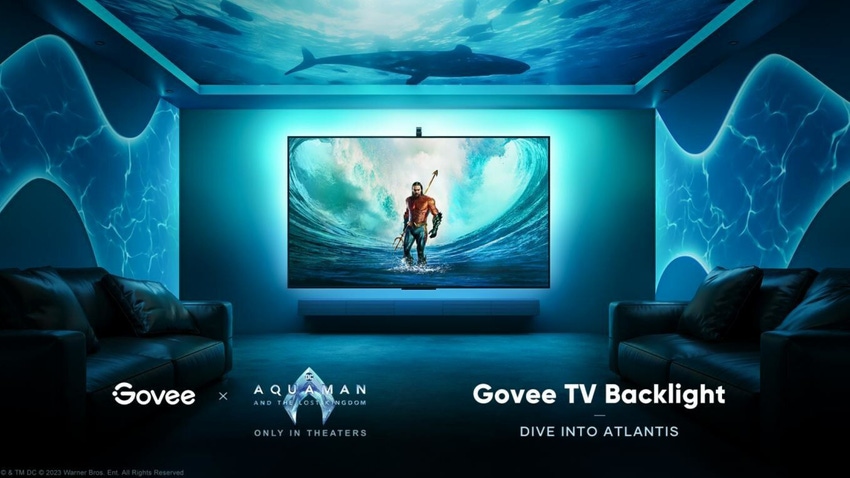 Promotional image for the "Aquaman" Govee entertainment system.