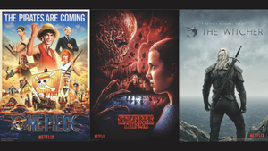 “Stranger Things,” “The Witcher” and “One Piece” posters, Netflix