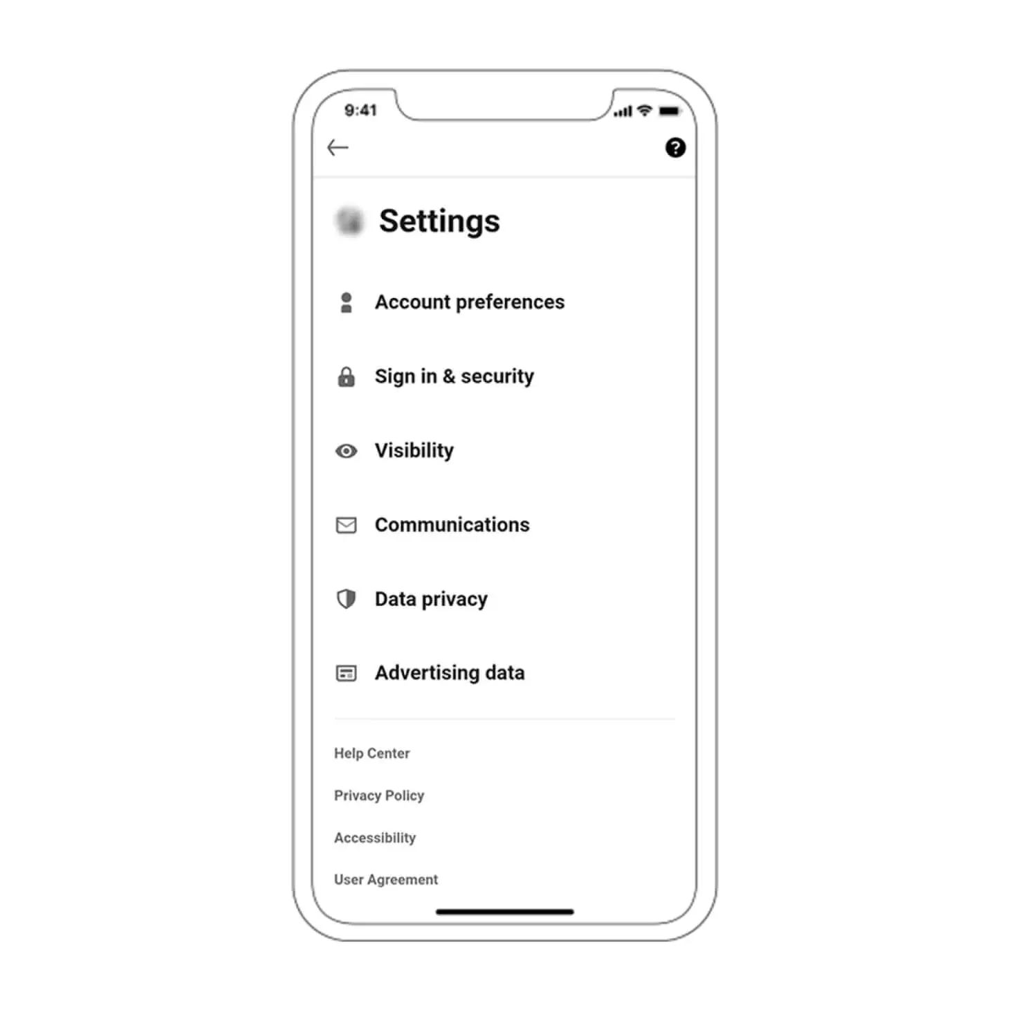 how to hide a LinkedIn profile: mobile settings menu