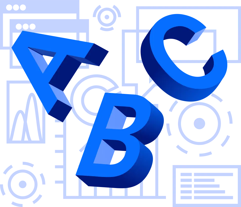 Course pic: letters A, B, C on a transparent background