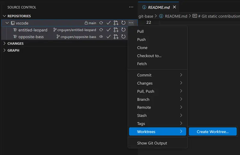 Repository worktree submenu