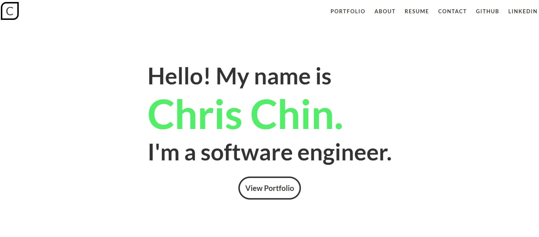 Chris Chin as an example of a full-stack developer portfolio
