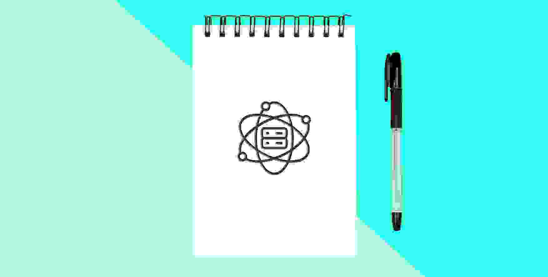 data science symbol on a piece of notepad