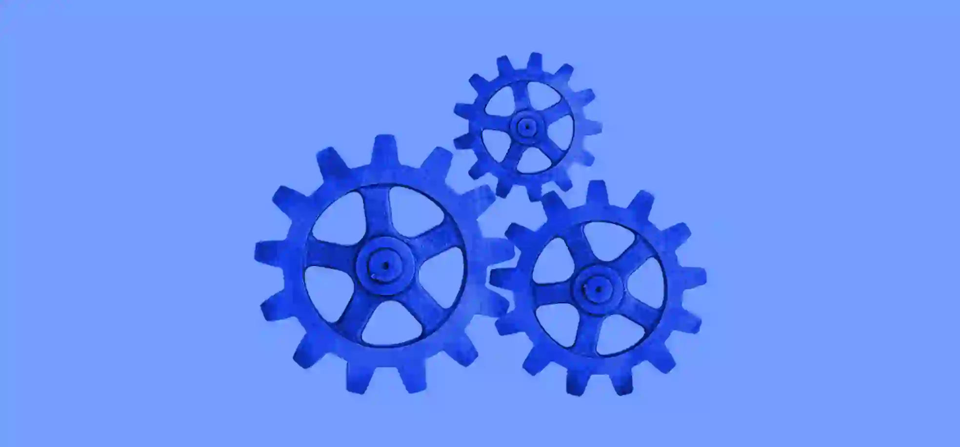 a blue gear icon on a blue background