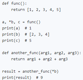 Example of using unpacking/starred expressions